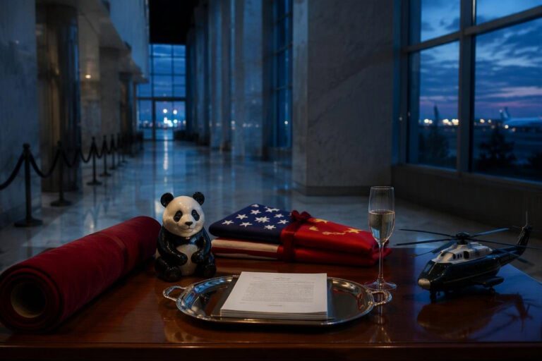 Pomp overwhelms progress in Trump-Xi summit, pandas and stars attend