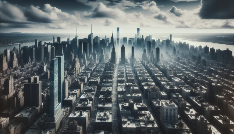 Air quality alert in New York City with skyline view