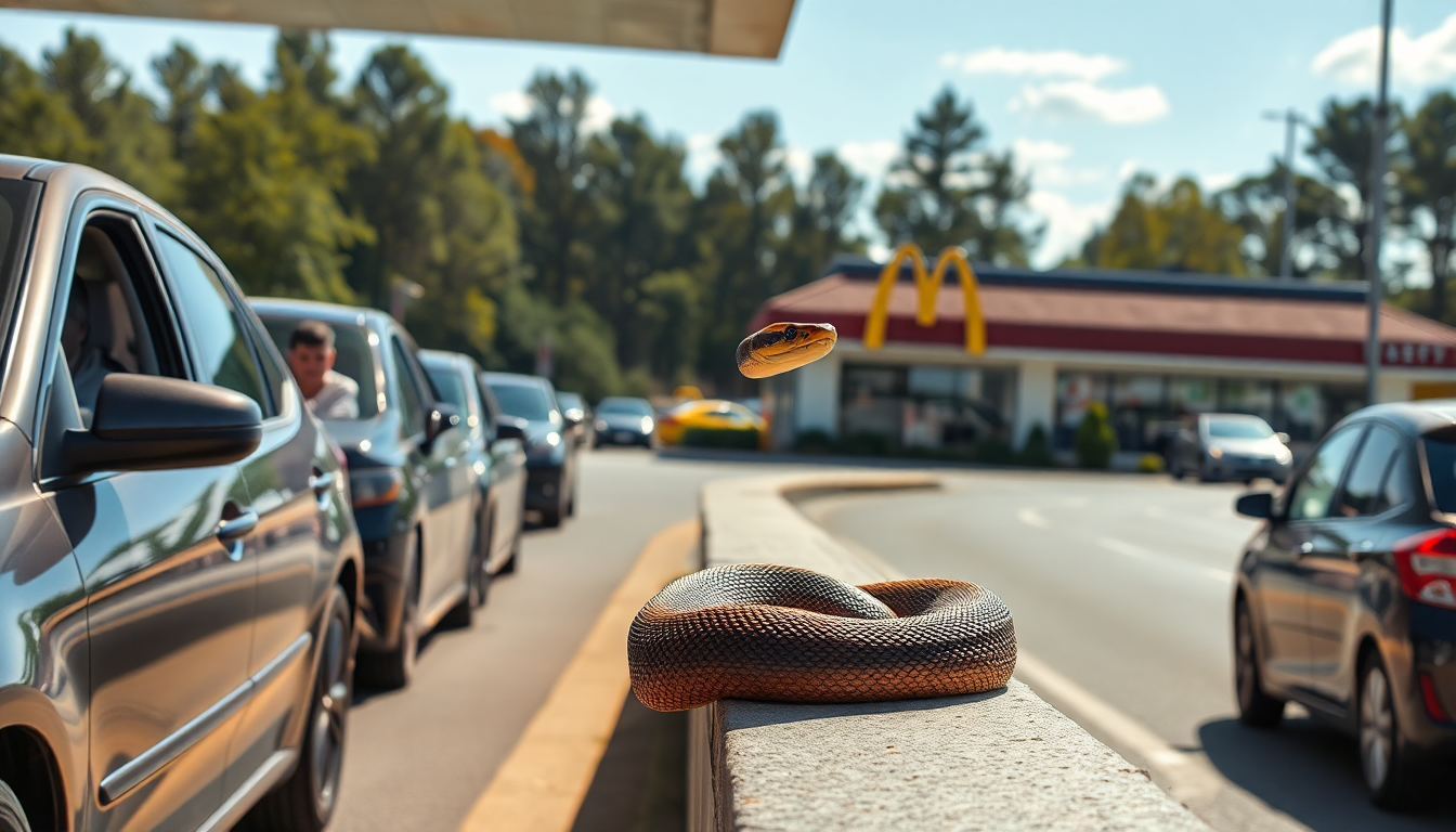 a surprising snake sighting at a mcdonalds drive thru 1750840768
