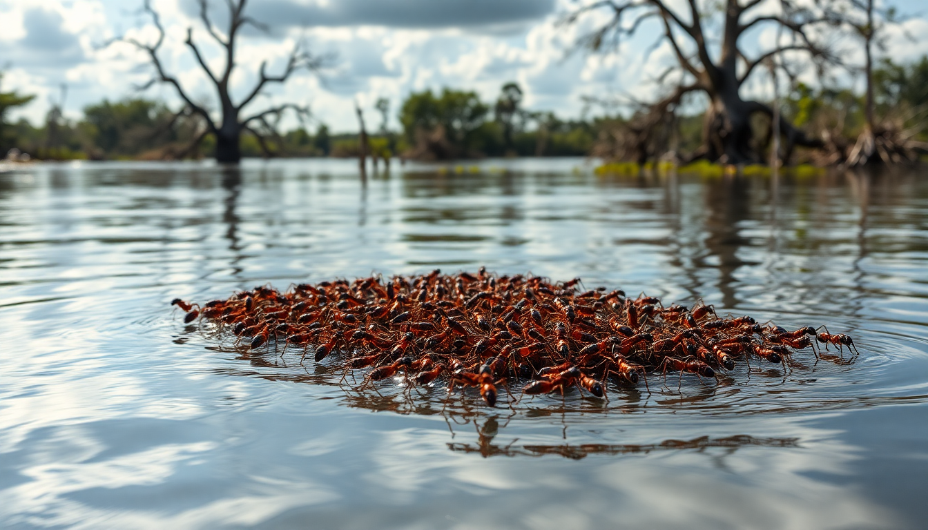 Understanding fire ant rafts and their survival strategies