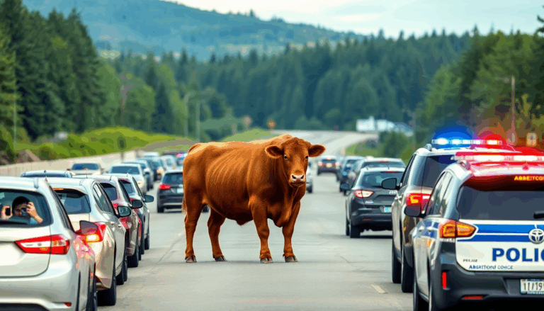 bull on the loose halts traffic on major highway in british columbia python 1755383031
