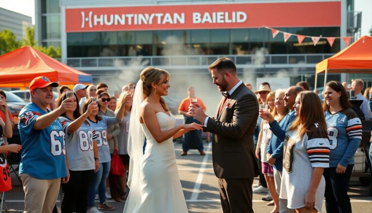 football fans tie the knot at a browns tailgate python 1757289506