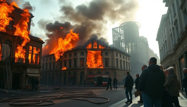 fire in downtown city area causes widespread damage and chaos python 1759632199