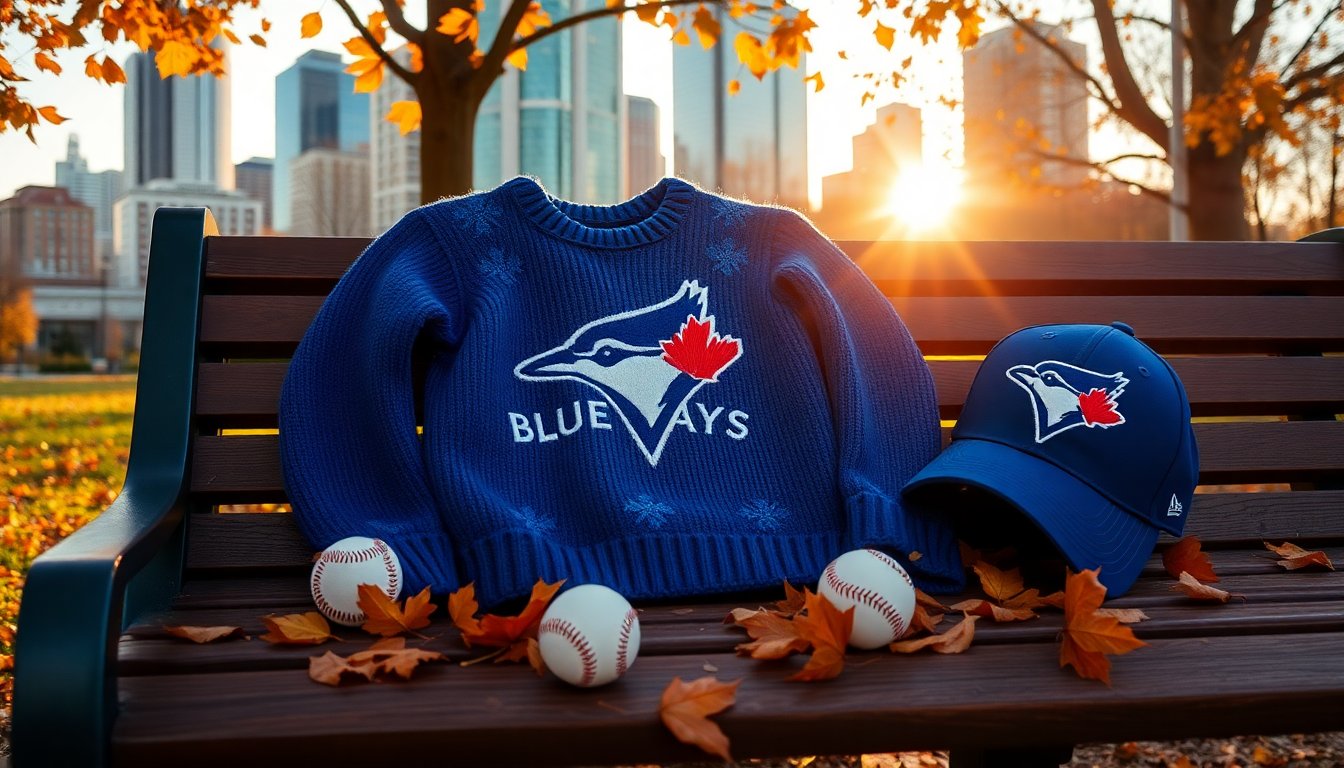 karla courtney knits commemorative sweater to support the blue jays 1761309121