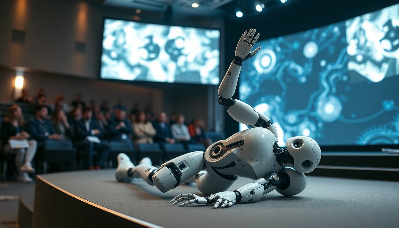 humanoid robot aidol faces setback during launch event in moscow 1763049102