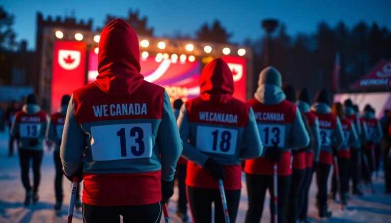 canadian speed skaters valerie maltais and steven dubois lead team canada at closing ceremony 1771846706
