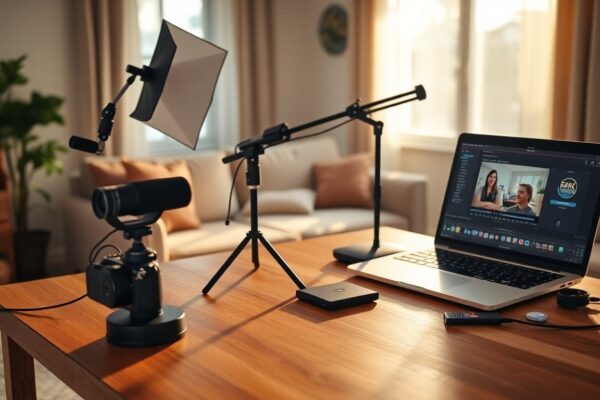 Creating a home studio on a tight budget with camera, mic, and lighting