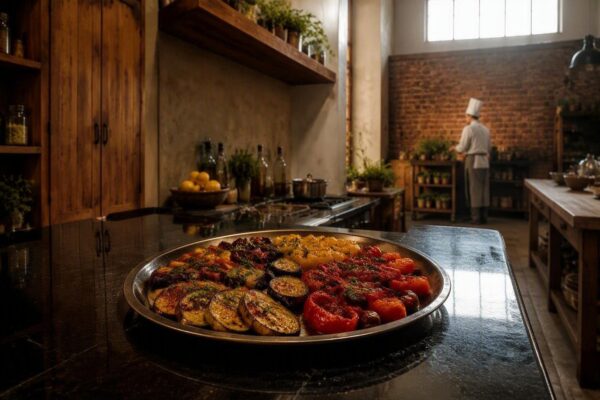Gourmet stuffed peppers recipe with eggplant by chef Massimo Capra