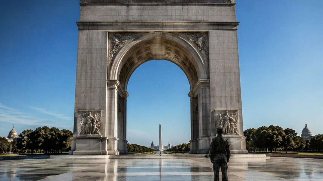 Washington arch plan touted as unprecedented military hub
