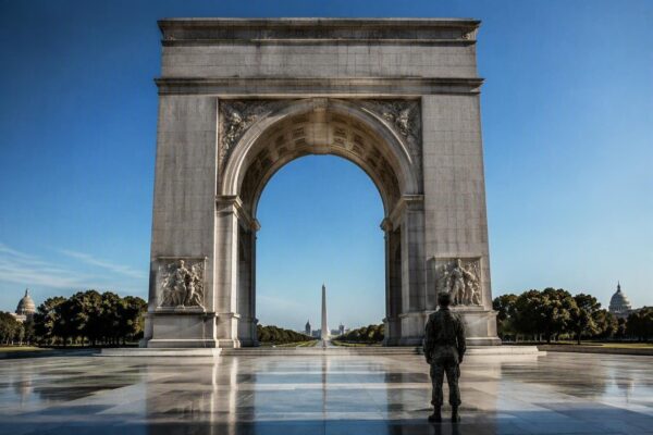 Washington arch plan touted as unprecedented military hub