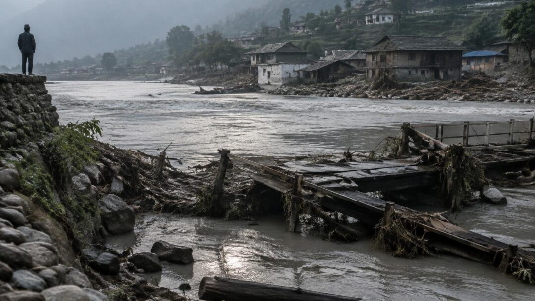 Central Nepal flood sweeps away bridges, homes and prompts rescues