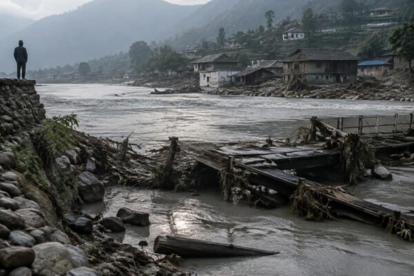 Central Nepal flood sweeps away bridges, homes and prompts rescues