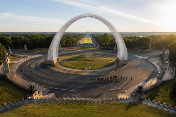 Protesters demand halt to Trump's massive Arlington arch
