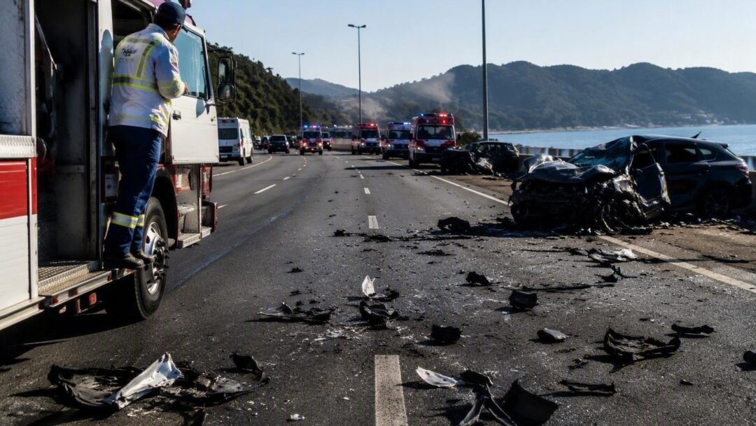 Colisão entre dois carros causa interdição parcial na SP-055 em Caraguatatuba