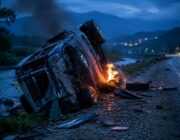 Camioneta voltea y arde en Barlovento: un militar muere y seis heridos