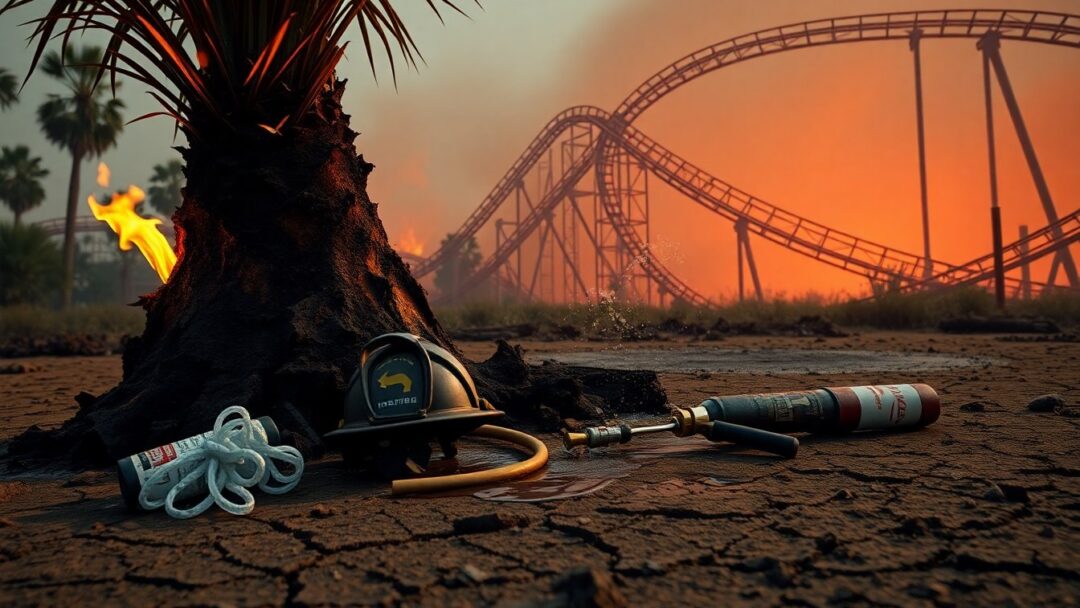 Firefighters tackle brush fire under Six Flags Magic Mountain's X2 roller coaster