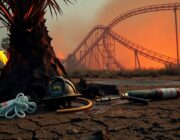 Firefighters tackle brush fire under Six Flags Magic Mountain's X2 roller coaster
