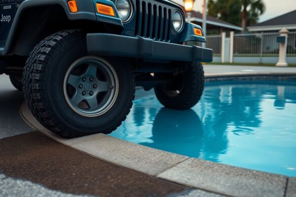 Clearwater incident: Jeep teeters on pool edge after losing control