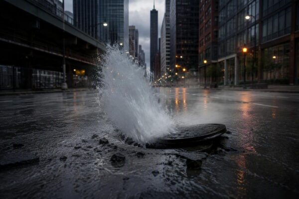 Heavy rainfall triggers urban geysers in Chicago, exposing infrastructure challenges