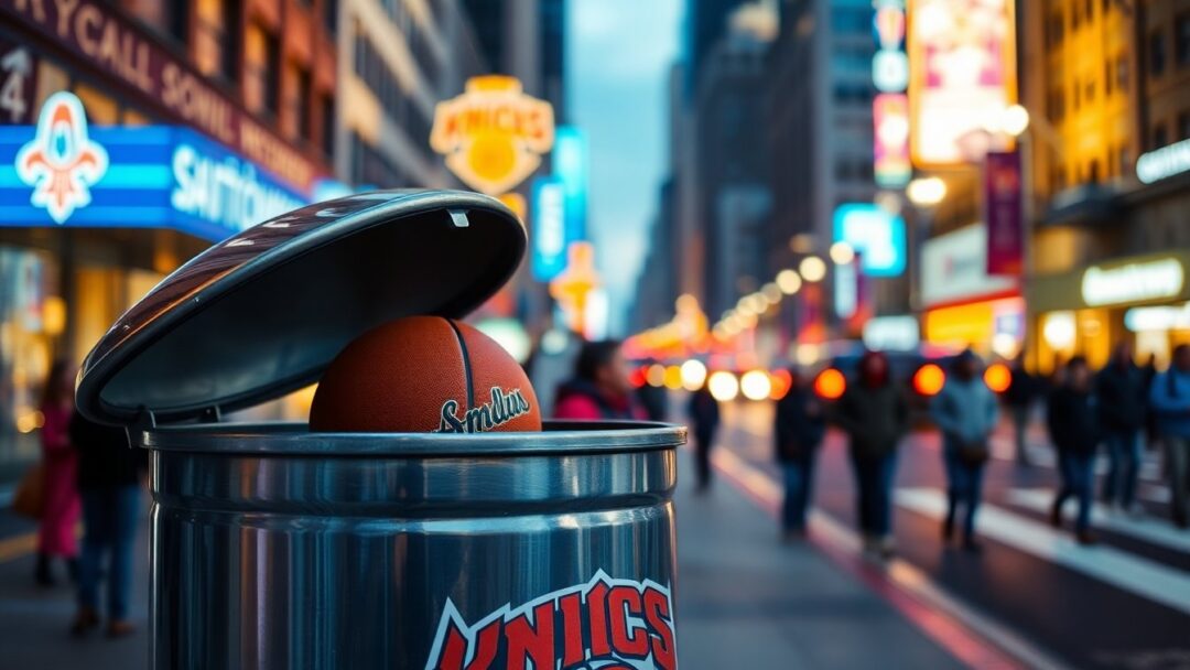 New York Knicks Celebration Turns Chaotic as Fan Takes Championship Trash Can