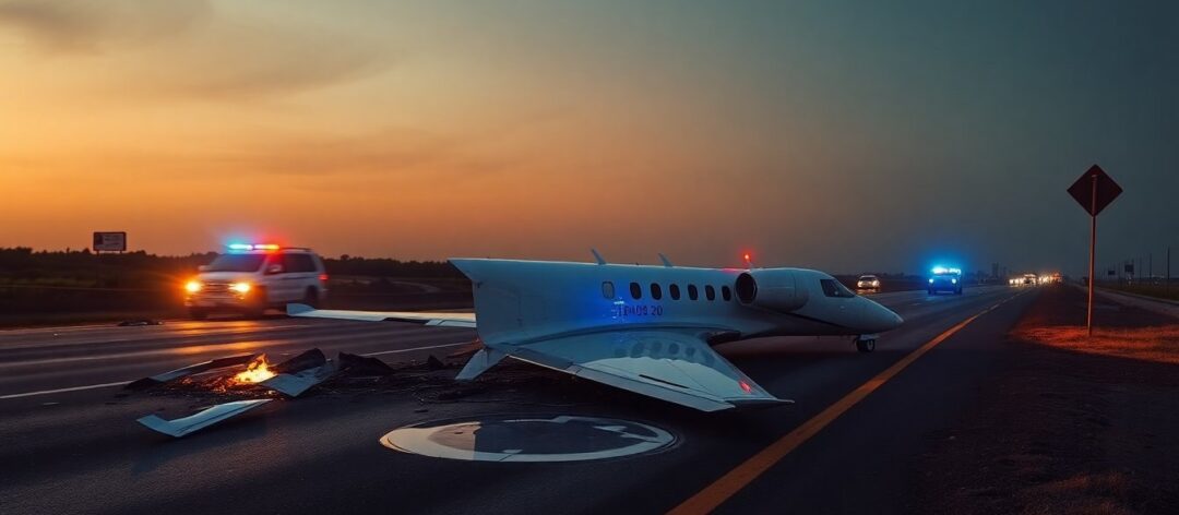 Business Jet Crash on Texas Highway Leaves One Dead, Five Injured