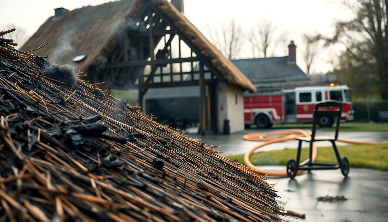 Rieten dakwoning in Heerhugowaard in vlammen: brandweer had het vuur binnen anderhalf uur onder controle