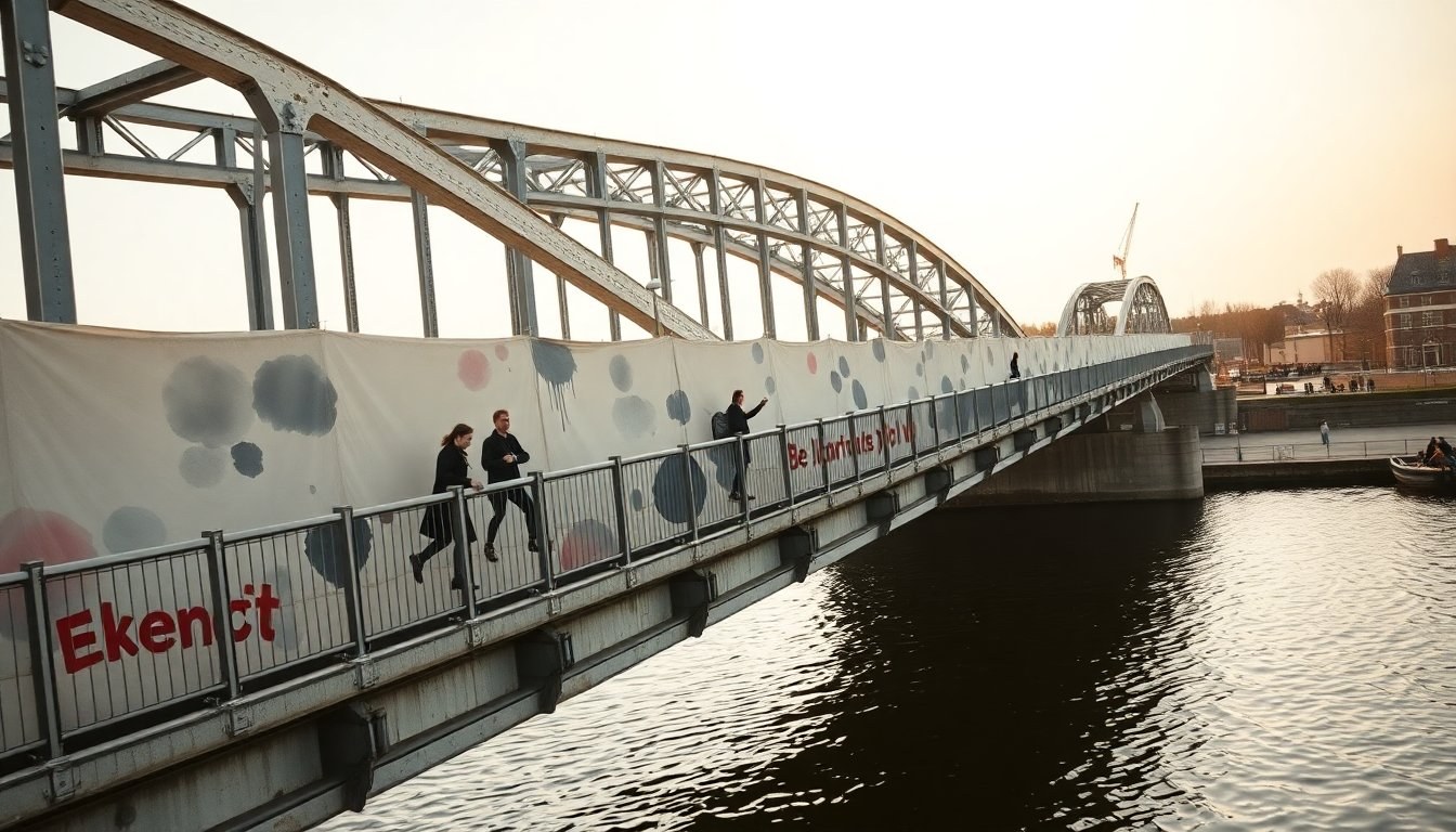 Arnhem4Palestine gebruikt Mandelabrug op Bevrijdingsdag om aandacht te vragen voor Palestina
