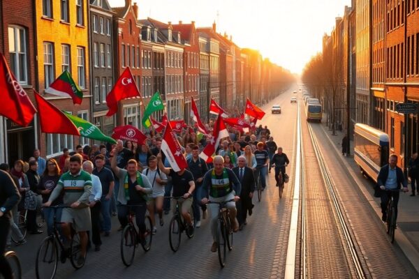 Feeststemming in Amsterdam na Marokkaanse overwinning op Nederland