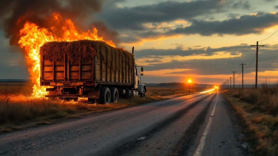 Brand Vrachtwagen Stro Aalbeke E17 Richting Gent