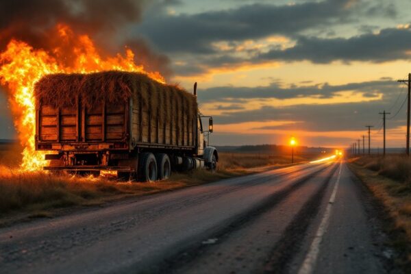 Brand Vrachtwagen Stro Aalbeke E17 Richting Gent