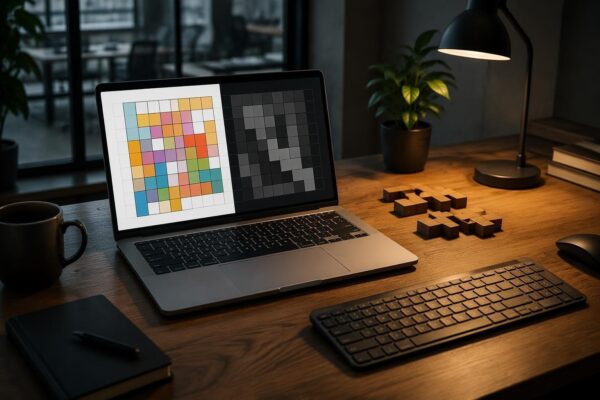 Puzzeloverzicht past kleurenschema automatisch aan aan licht- en donkere modus