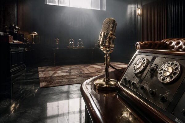 Luisteraar neemt plaats achter de microfoon van Gerard Ekdom bij Radio Veronica