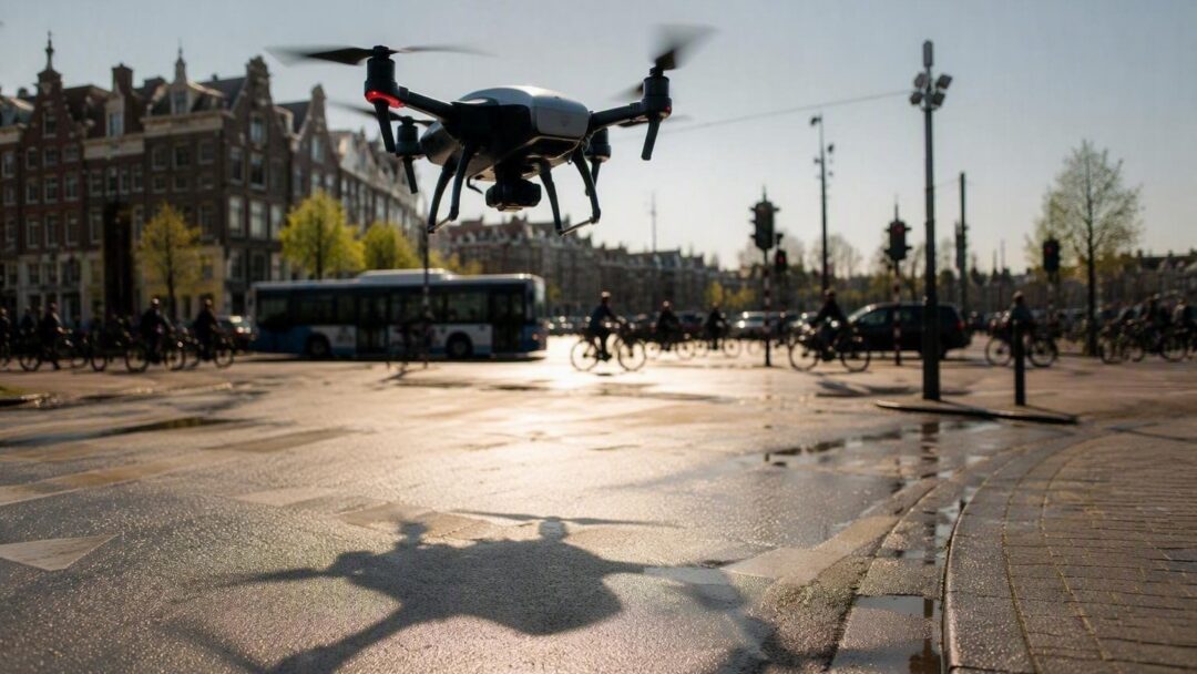Drones vanuit de lucht staan klaar om verkeersregels te handhaven