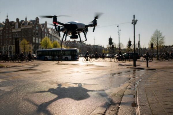 Drones vanuit de lucht staan klaar om verkeersregels te handhaven