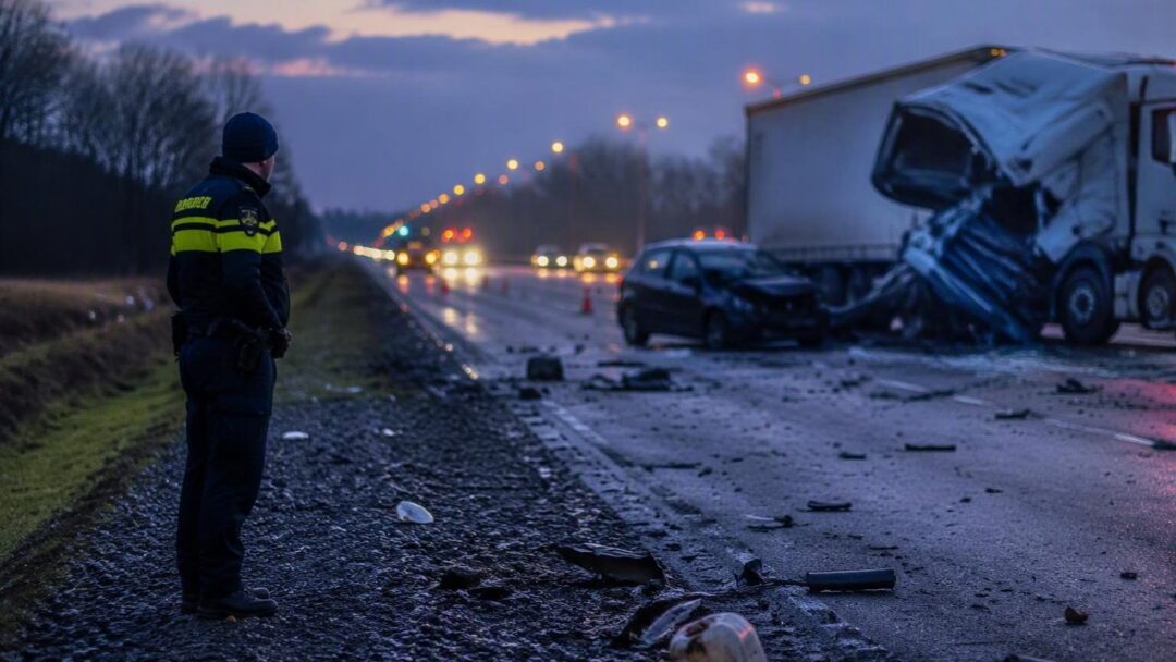 N48 bij Zuidwolde afgesloten na dodelijk vrachtwagenbotsing