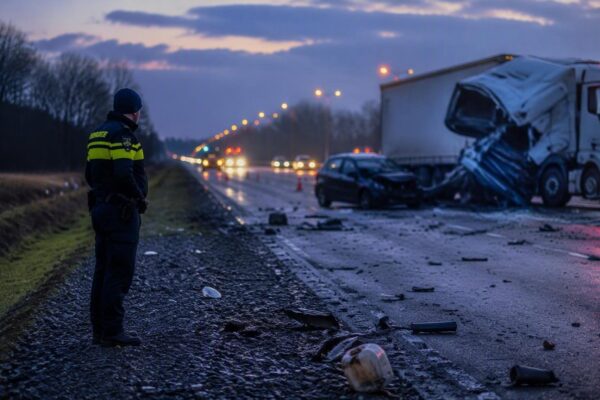 N48 bij Zuidwolde afgesloten na dodelijk vrachtwagenbotsing