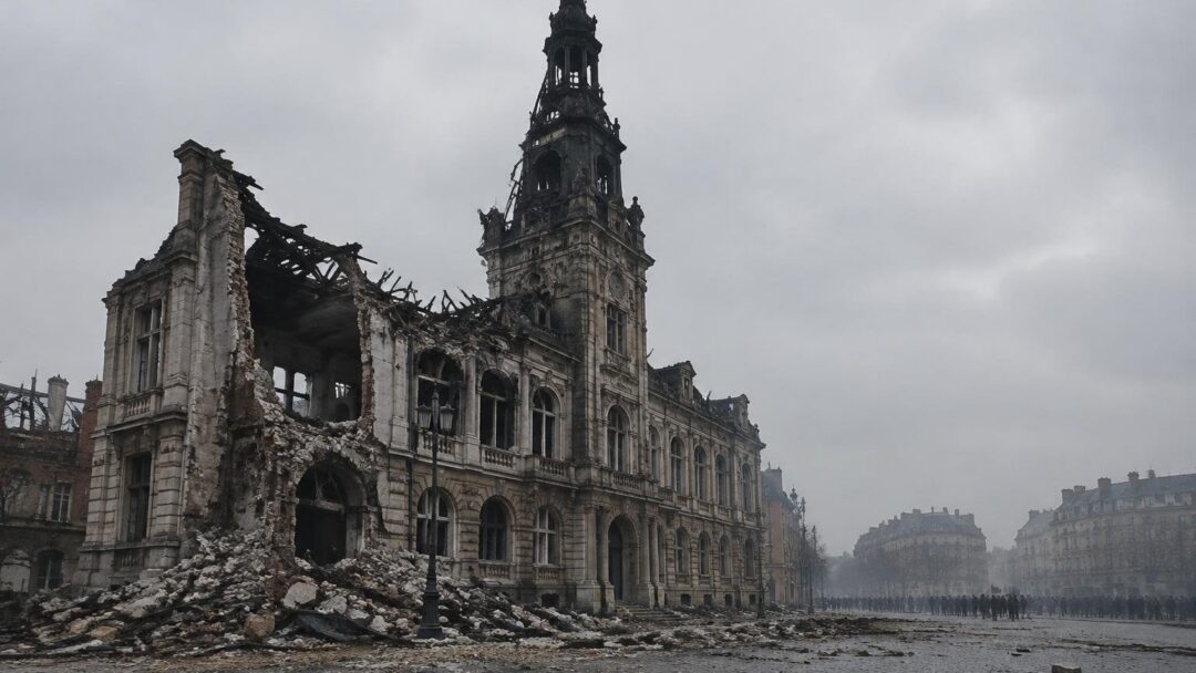 Historisch Limoges gemeentehuis verwoest; 150 agenten gewond