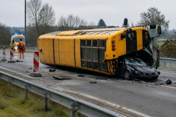 Tien mensen gewond na botsing schoolbus en auto in Epe