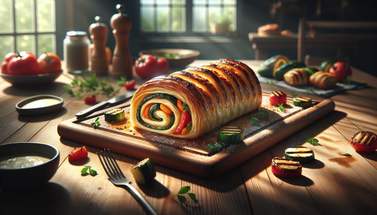 Rotolo di pasta sfoglia con verdure grigliate: ricetta facile e gustosa
