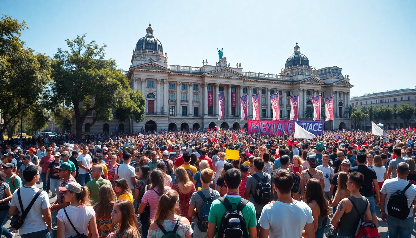 Giovani uniti per la pace nello Zócalo di Città del Messico