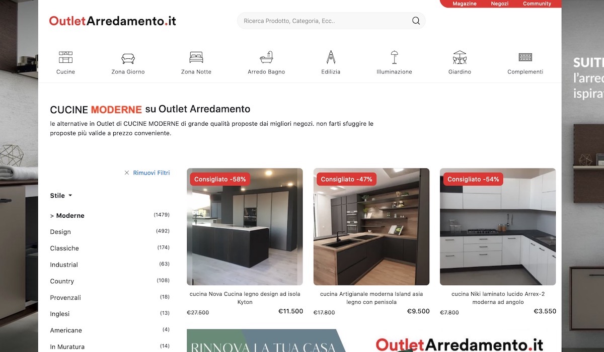 Cucine Moderne su Outletarredamento.it le migliori offerte d’Italia!