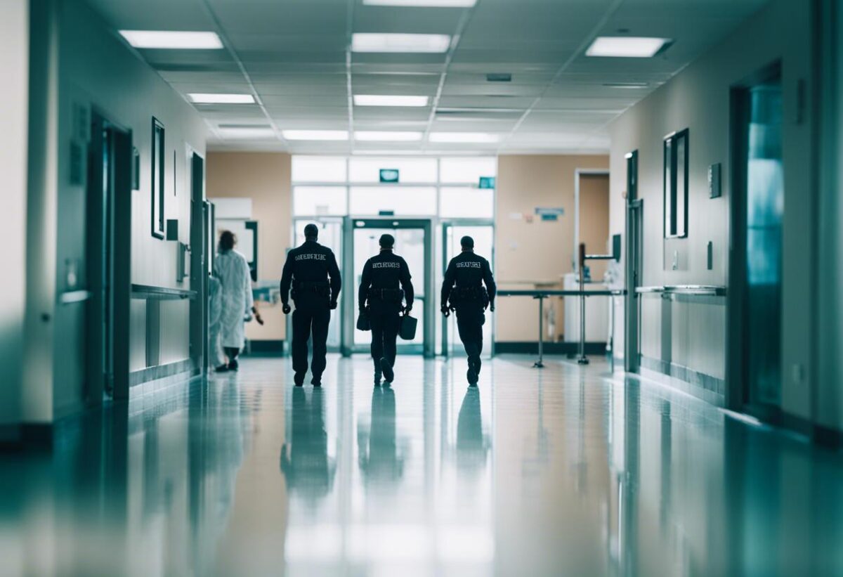 Quattro individui sono stati arrestati in seguito alla morte di un uomo dopo essere stato attaccato dai guardie di sicurezza di un ospedale.