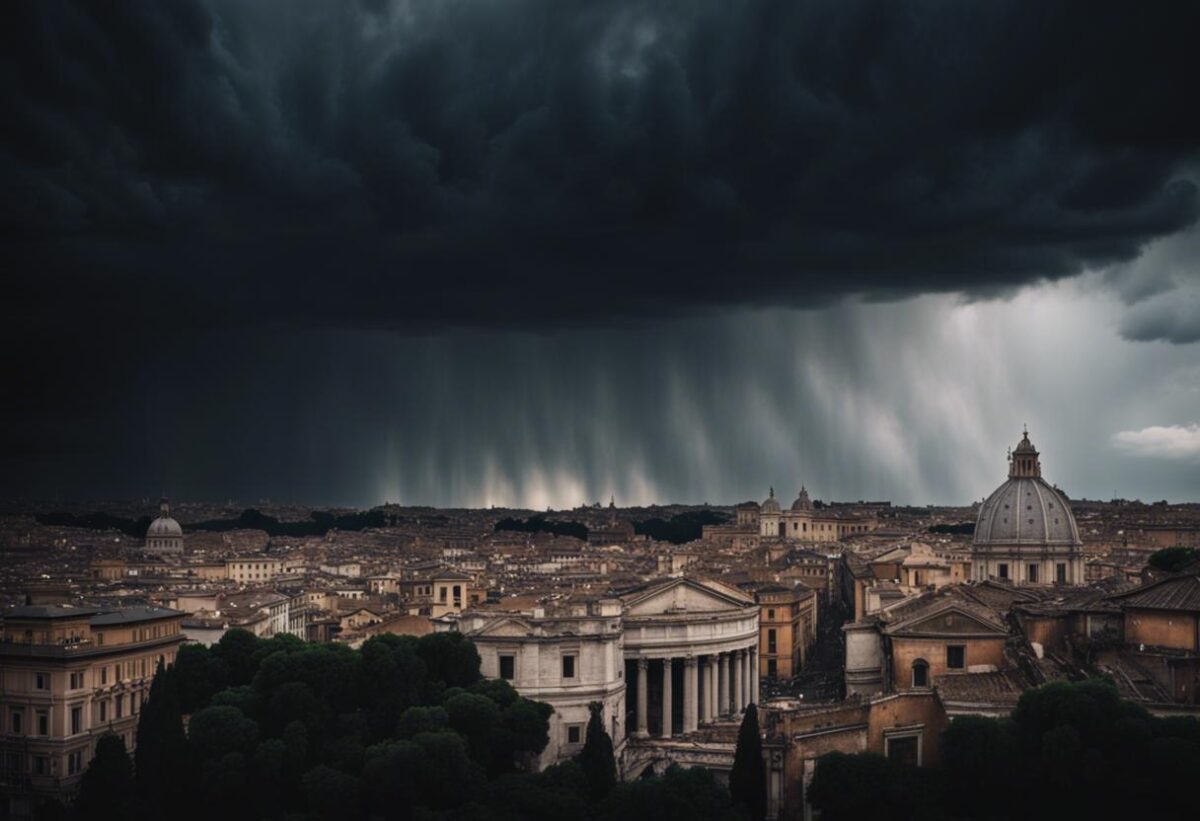 L'Italia è sotto la presa di piogge e temporali, causando inondazioni nella città di Roma.