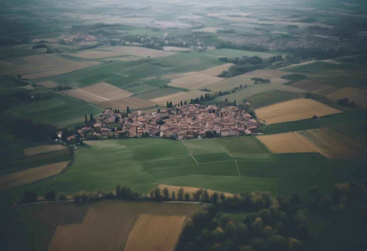 Immagine dall'alto in Emilia Romagna a seguito di avverse condizioni meteorologiche.