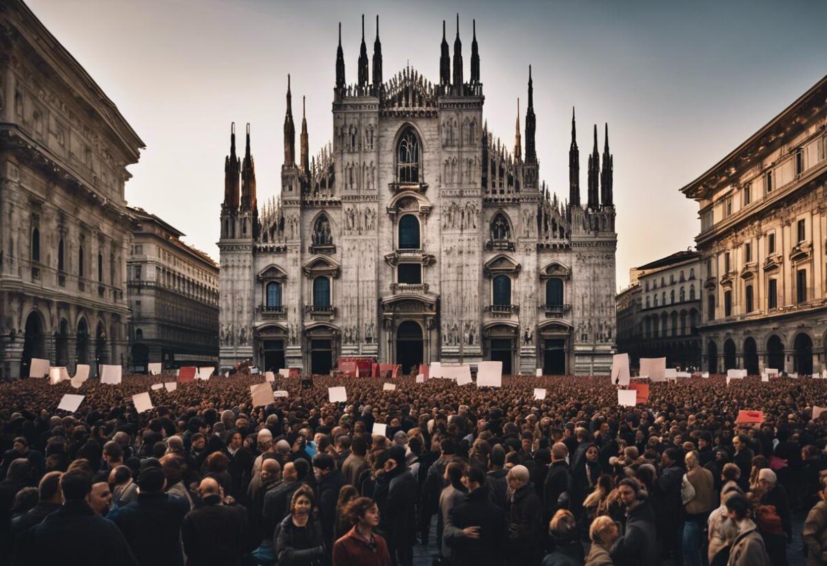 Un manifesto scioccante contro Segre è stato sfoggiato durante una manifestazione pro Palestina a Milano.