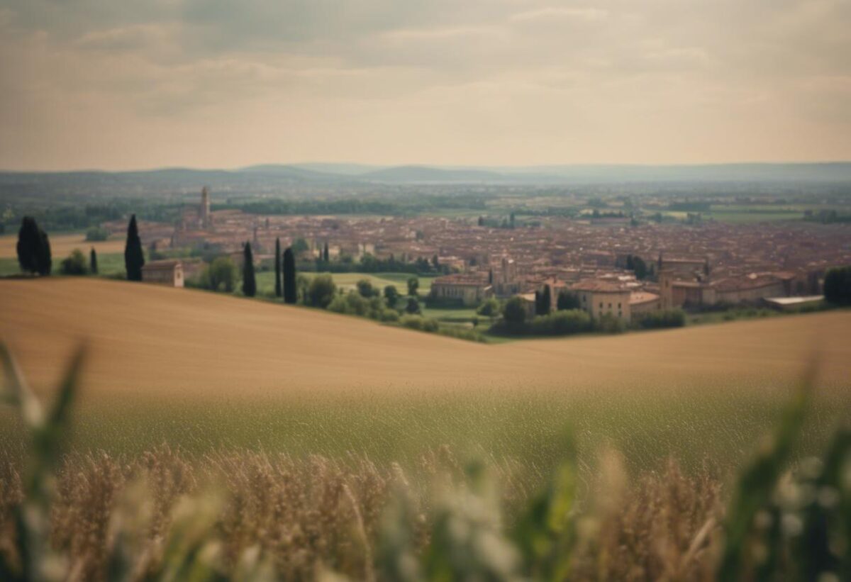 A Verona, un enorme ritratto di Kamala Harris appare su un campo.