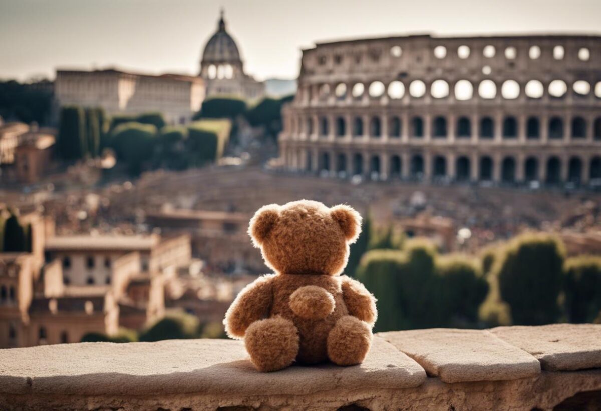 A Roma, dei peluche a forma di orso sono stati utilizzati per chiedere la liberazione degli ostaggi israeliani.