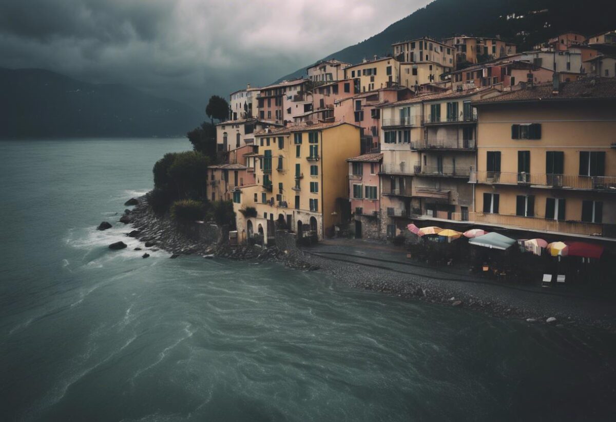 Causa del maltempo in Liguria, i fiumi straripano. A Celle, i bambini rimangono a scuola per la situazione di emergenza. La A10 è stata chiusa.