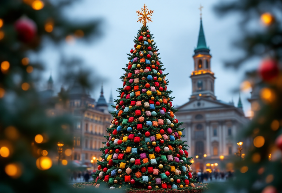 Un albero di Natale di lana a San Prospero: un progetto comunitario straordinario