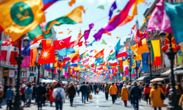 Manifestazione transfemminista a Roma con cartelli e bandiere